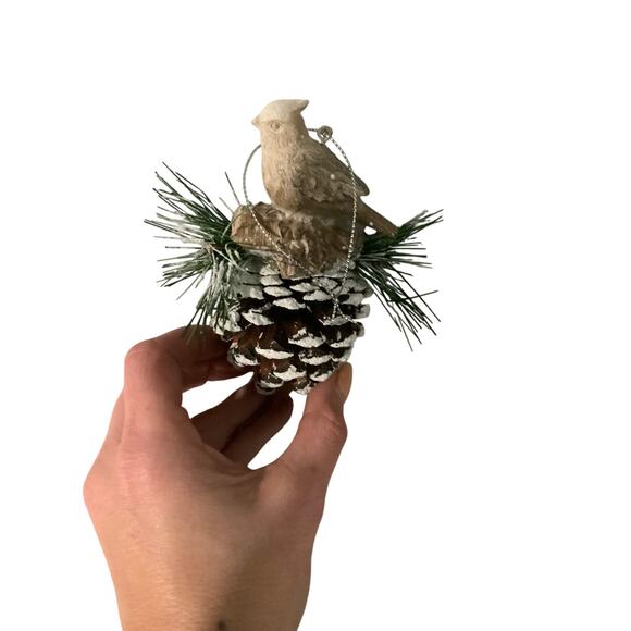 Set of 2 Nature Bird on Pinecone Ornaments - Picture 1 of 2
